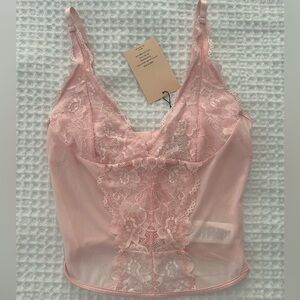 Pink lace tank top